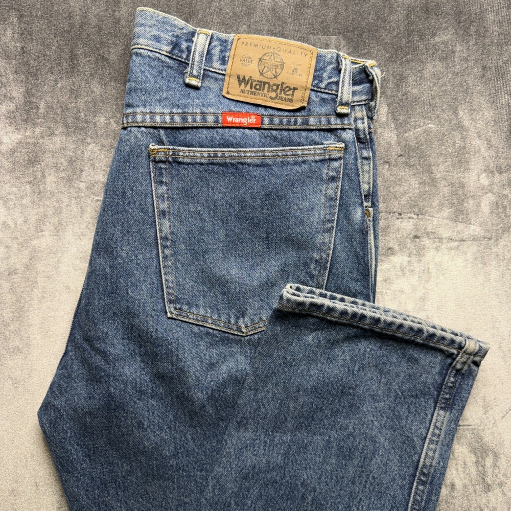 VTG Wrangler Jeans Blue Regular Fit 34x36 Cotton Denim Straight Leg 96501DS